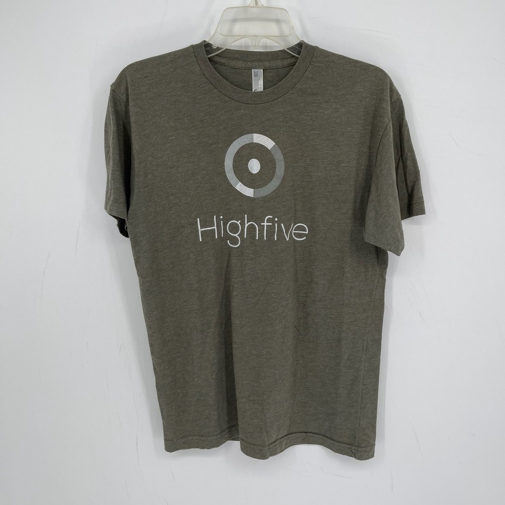 American Apparel Men's Olive Highfive Graphic Logo The 50/50 Tee T-Shirt Size M